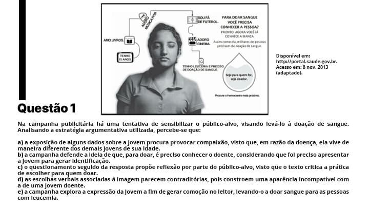 Questão de Análise de Discurso Enem 2016