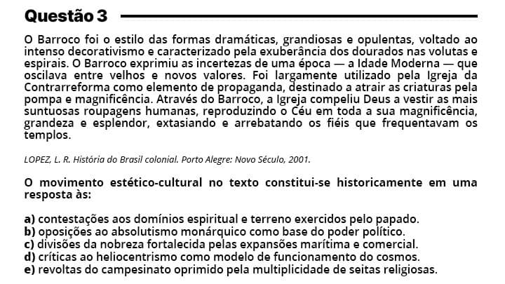 Questão de Literatura do Enem 2021