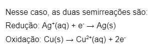 Semirreações células galvânicas