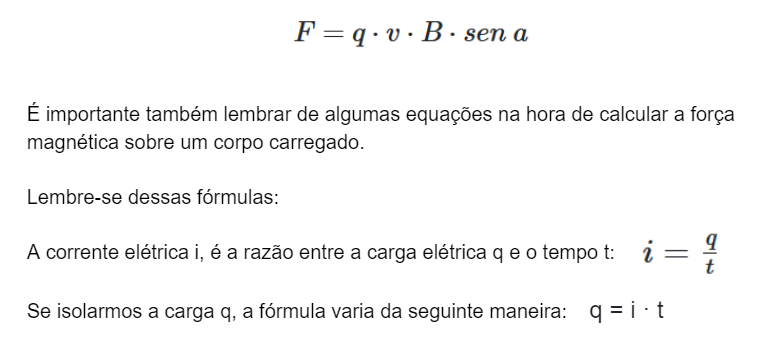 Conceito da fórmula da Força magnética