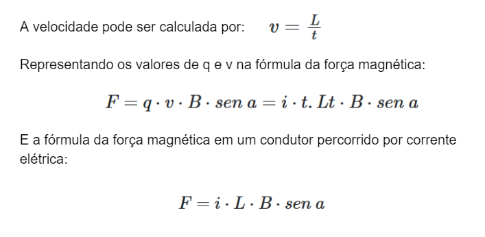 Continuação conceito fórmula força magnética