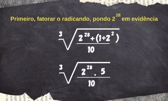 Imagem com exemplo de resolução de questão com radicais