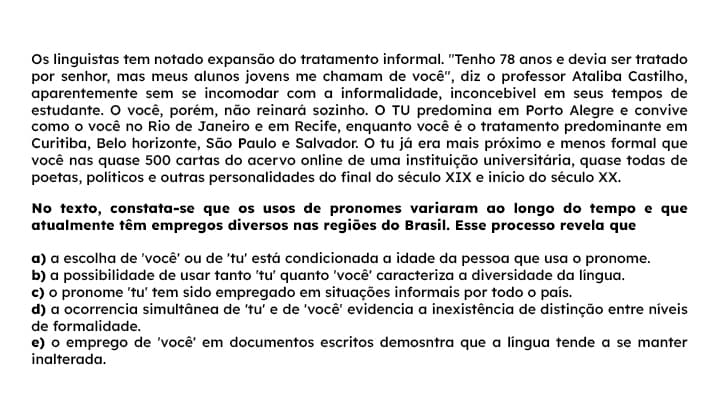 Imagem com questão do ENEM sobre pronome