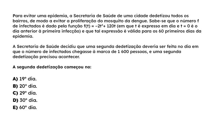 Imagem com questão envolvendo equações do segundo grau