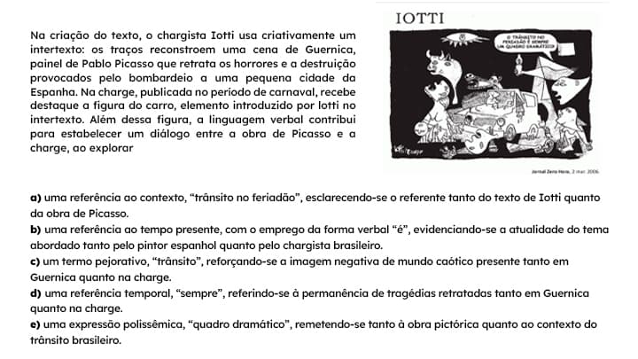 Exemplo de questão de Intertextualidade do Enem