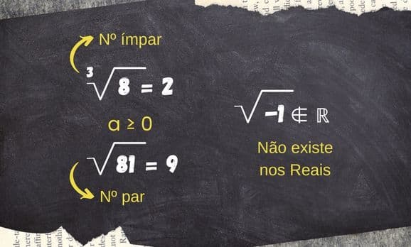 Imagem com regras sobre radiciação