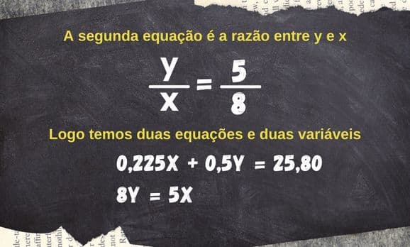 Imagem com resposta de questão envolvendo sistema de equações