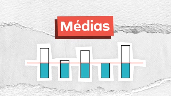 Frase "Médias" centralizada e, logo abaixo, a imagem de cilindros centralizados