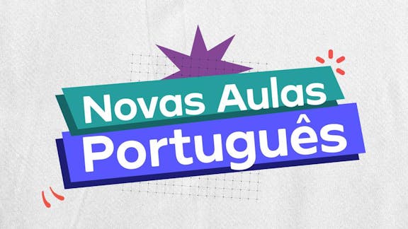 Frase "Novas aulas de Português" centralizado